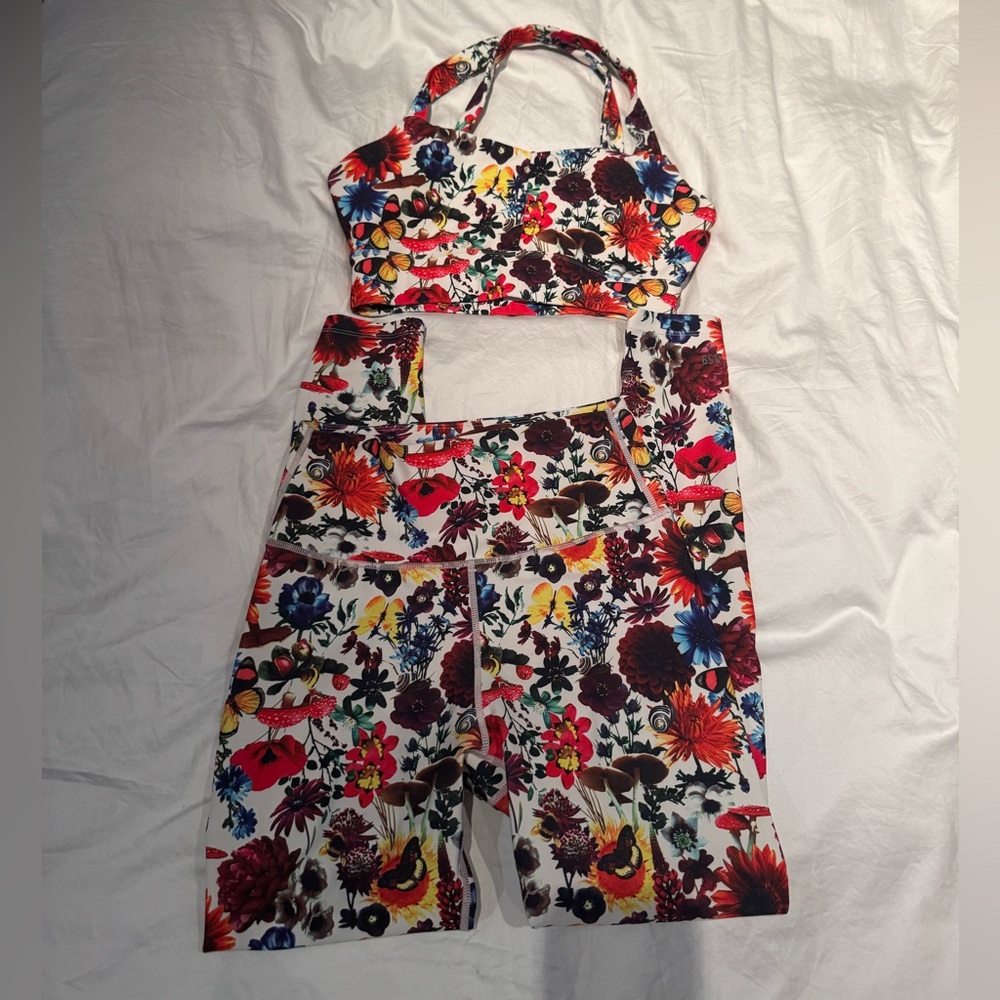 SPLITS59 Leggings (M) & Bra (L) mushroom print